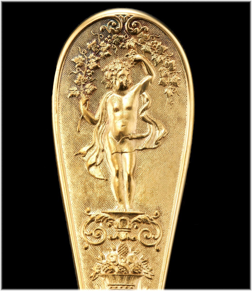 SOUCHE-LAPPARRA : Rare Ménagère en Argent massif Vermeil modèle JOSEPHINE par Biennais-photo-7