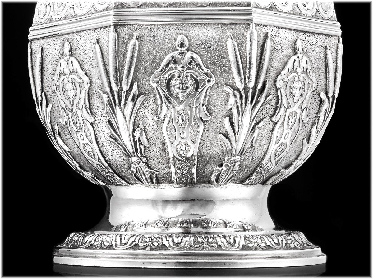 Henri GAUTHIER : Grande Aiguière / Verseuse en Argent massif de Style Régence - MASCARONS-photo-4