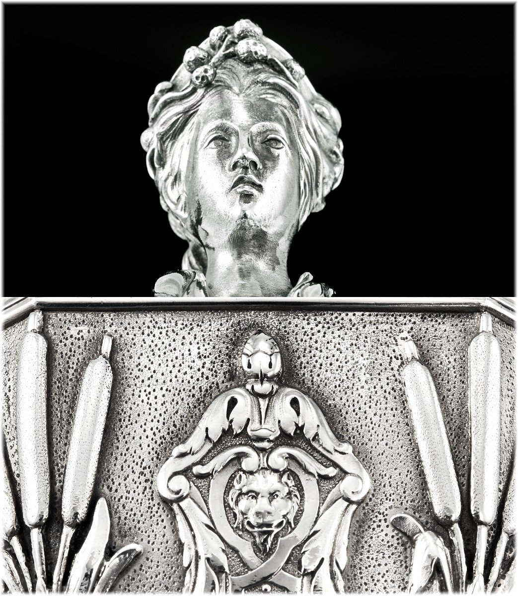 Henri GAUTHIER : Grande Aiguière / Verseuse en Argent massif de Style Régence - MASCARONS-photo-5