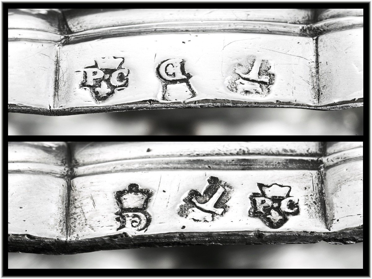 CORDE : Rare Paire de Flambeaux en Argent massif Bretagne LORIENT 1759-66, +1,2kg-photo-4
