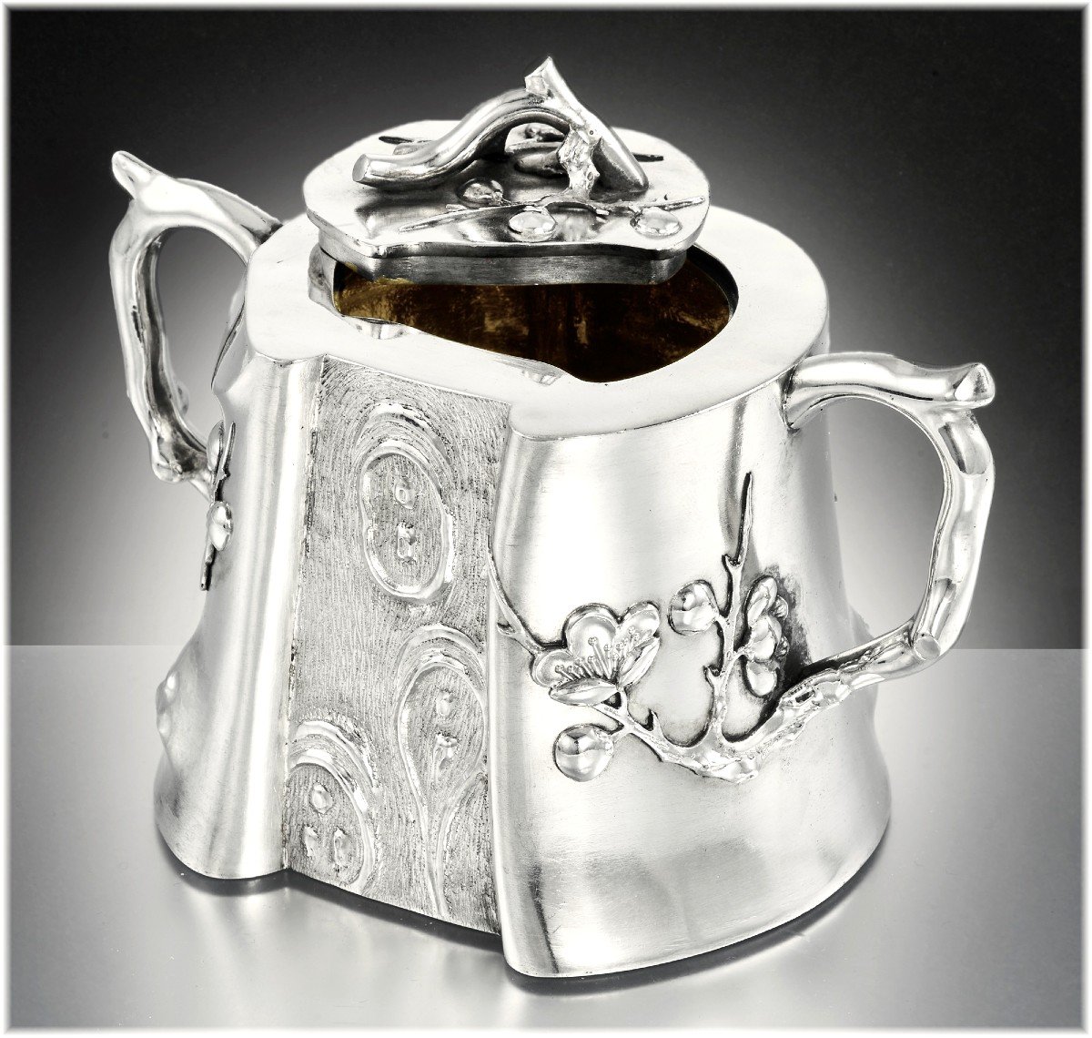 Sucrier en Argent massif Vermeil Chinois d'exportation c.1900 Chinese Export Silver-photo-3