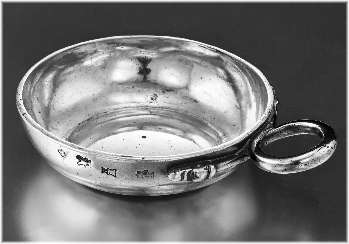 Nicolas Fleury: Rare Wine Taster In Solid Silver Burgundy Semur-en-auxois 1785-photo-2