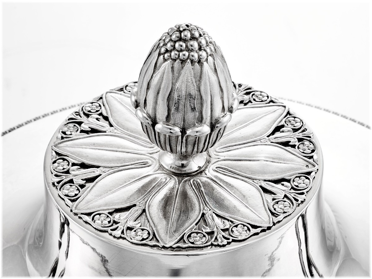 J B C Odiot: Rare Empire Era Sterling Silver Tureen - Coat Of Arms-photo-4