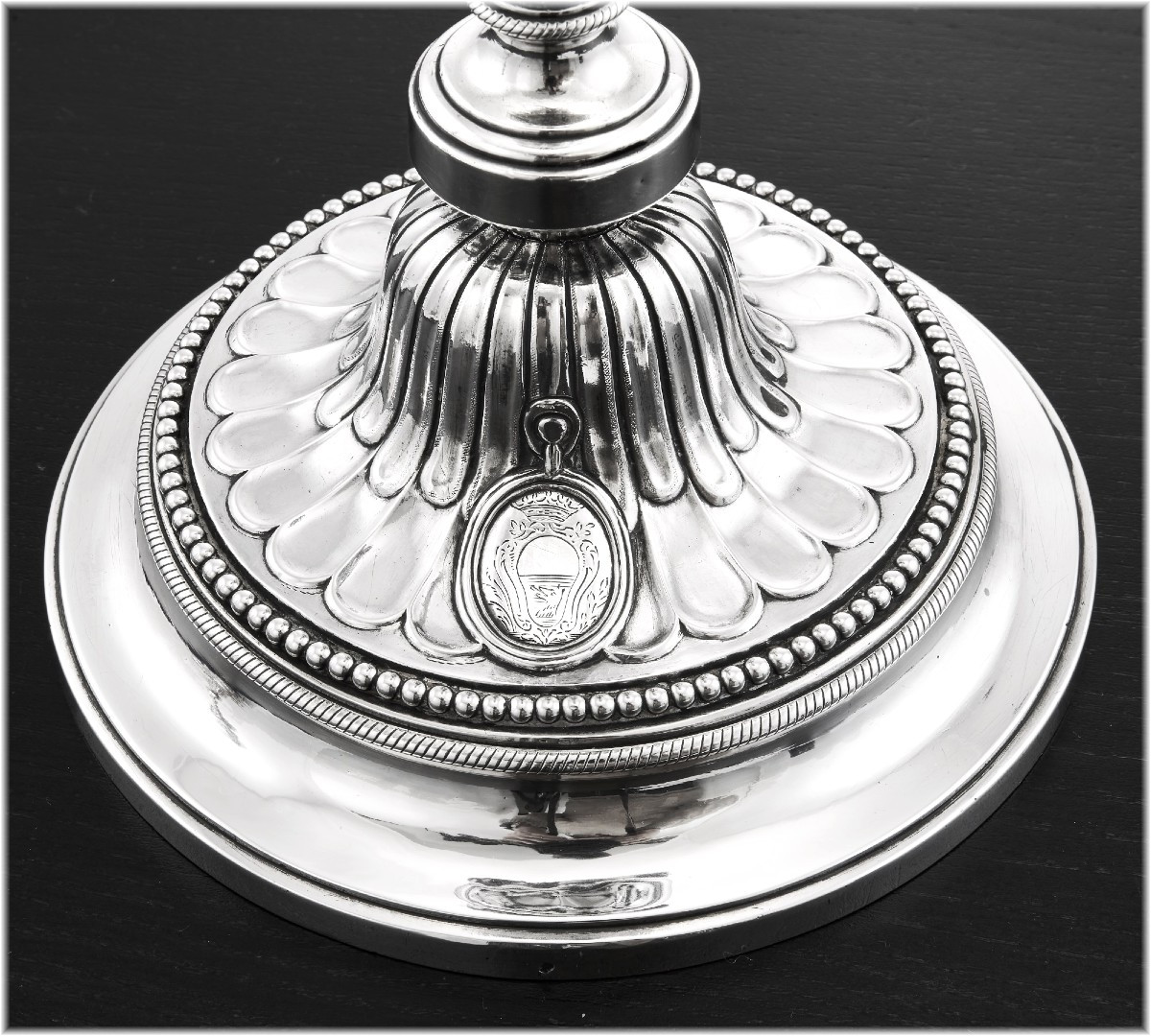 VANCOMBERT : Rare Paire de Flambeaux Argent massif ép. Louis XVI PARIS 1784-photo-2