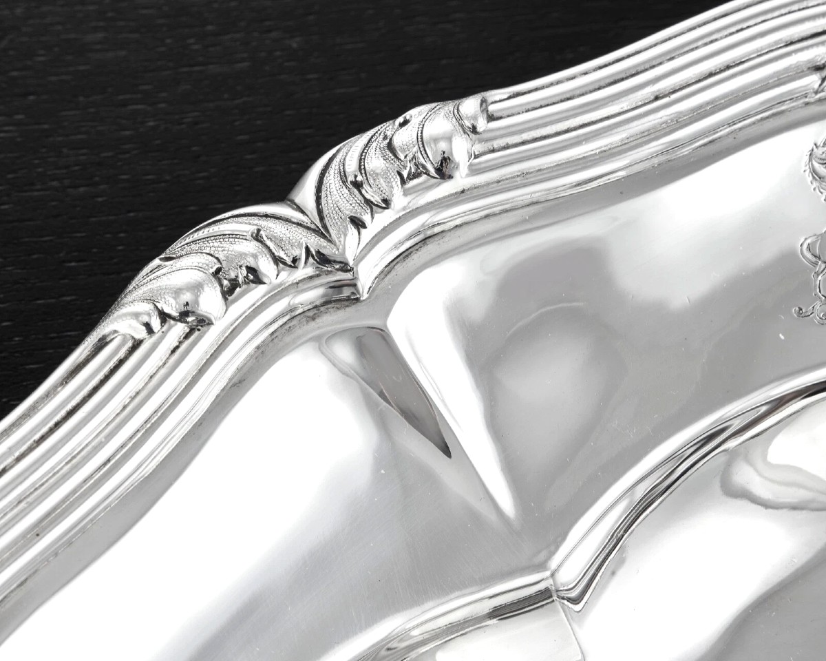 Gustave Odiot: Louis XVI Style Stering Silver Platter / Dish Coat Of Arms - No. 2-photo-3
