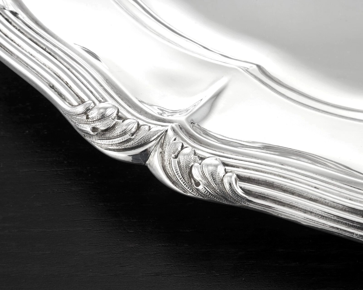 Gustave Odiot: Louis XVI Style Stering Silver Platter / Dish Coat Of Arms - No. 2-photo-3
