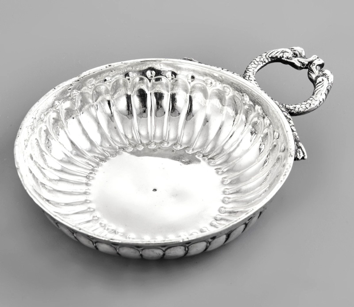 Prob. Le Goix : Rare 18th Century Taste Vin In Solid Silver Ducks Handle Reims 1743-photo-2