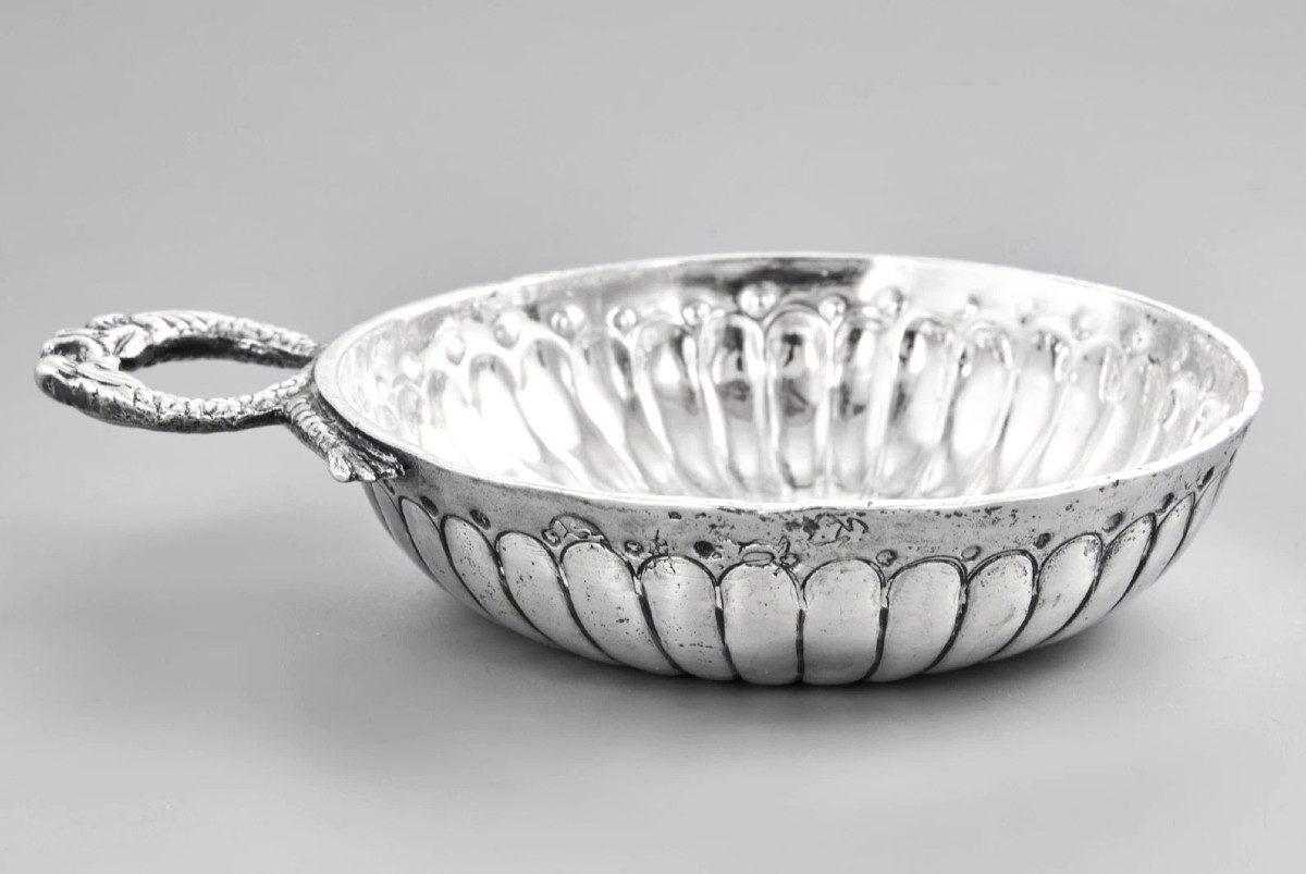 Prob. Le Goix : Rare 18th Century Taste Vin In Solid Silver Ducks Handle Reims 1743-photo-1