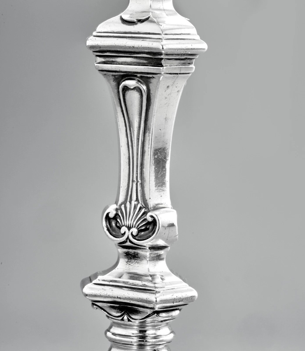 Paire de Flambeaux en Argent massif +1442 g Cité papale AVIGNON c.1760-photo-2