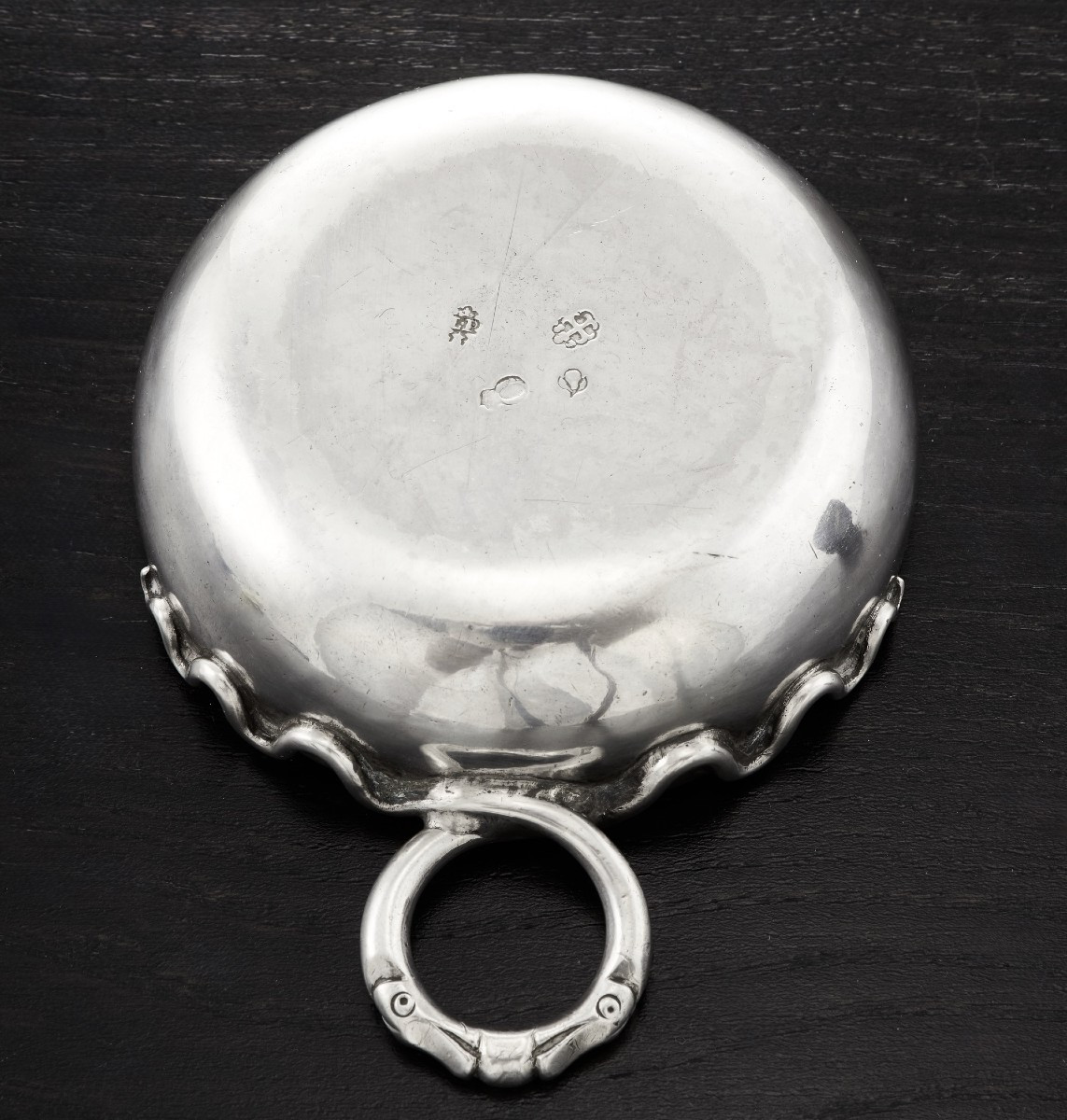 Louis Phelut: Large 18th Century Solid Silver Wine Taster Auvergne Riom 1787