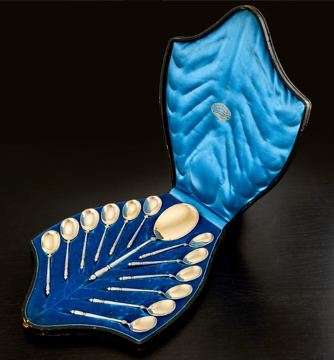 PUIFORCAT : Service à Glace en Argent massif Vermeil dans son Coffret de Forme-photo-2