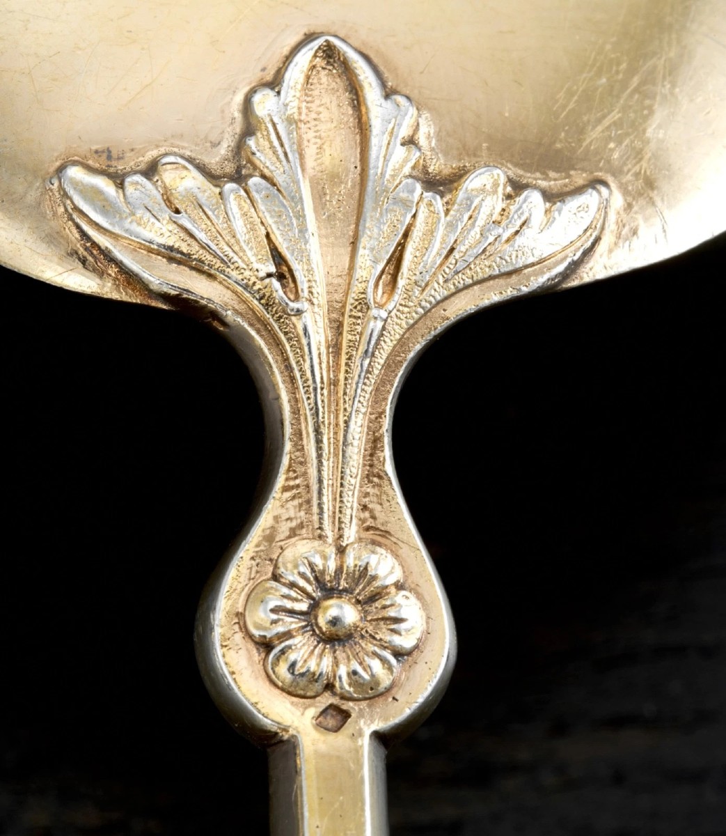 PUIFORCAT : Service à Glace en Argent massif Vermeil dans son Coffret de Forme-photo-4