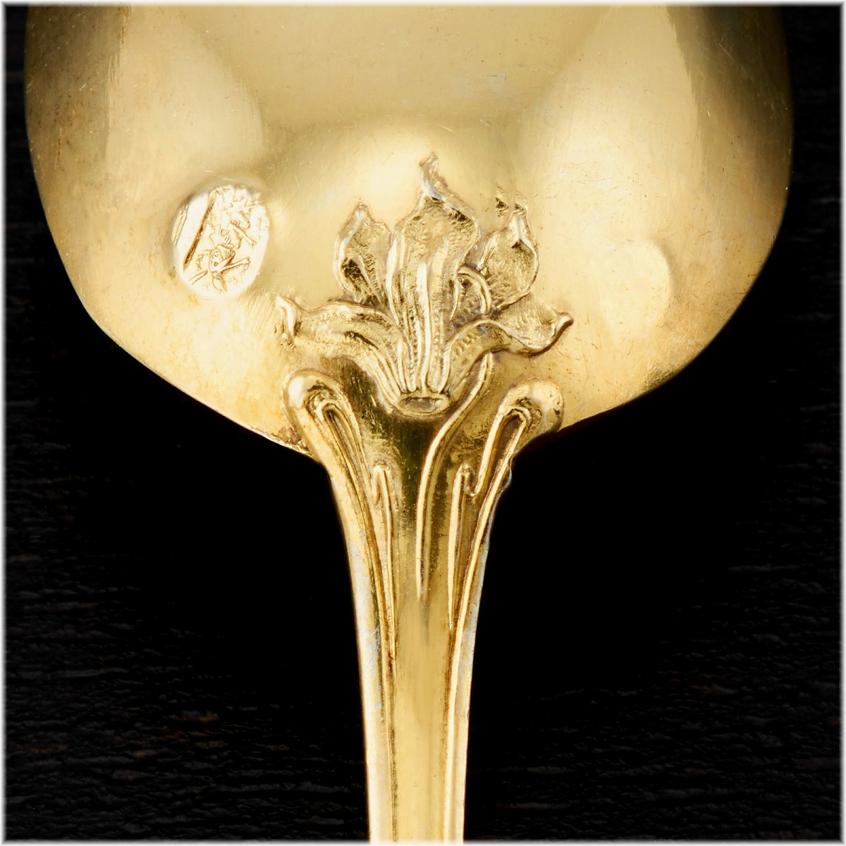 Charles Tirbour: Cyclamen Art Nouveau Sterling Silver Vermeil Spoon Set - Box-photo-2