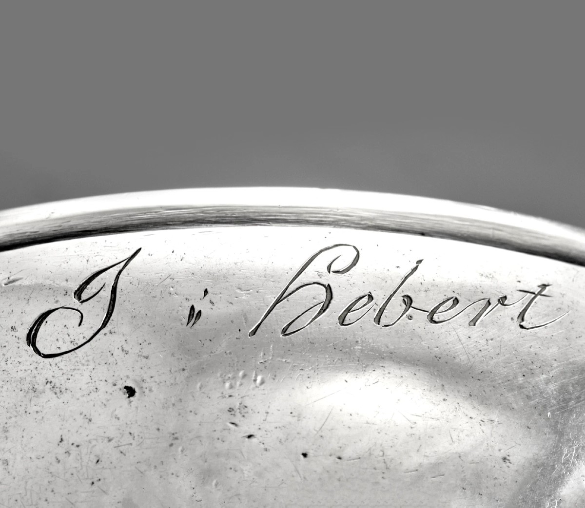 LAMOUREUX : Rare Taste-vin en Argent massif ROUEN 1777 "La Fidélité Me Conduit"-photo-1