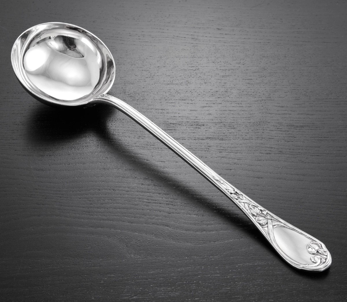 Puiforcat : Art Nouveau Sterling Silver Flatware Set Iris Pattern 25 Pieces-photo-4