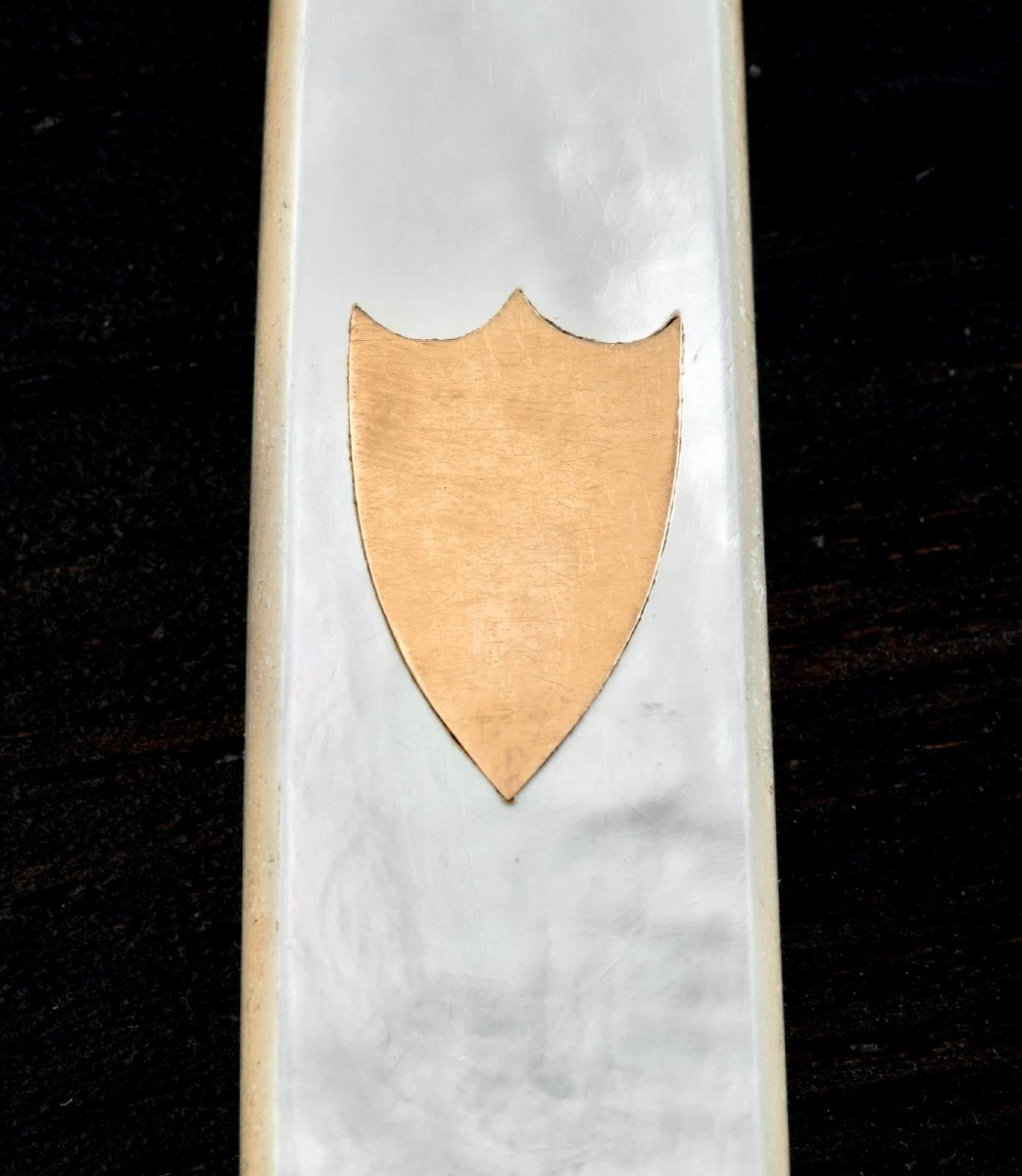Simon Salmon: Mother-of-pearl, Vermeil Sterling Silver And Gold Knife Set, Empire Period-photo-2