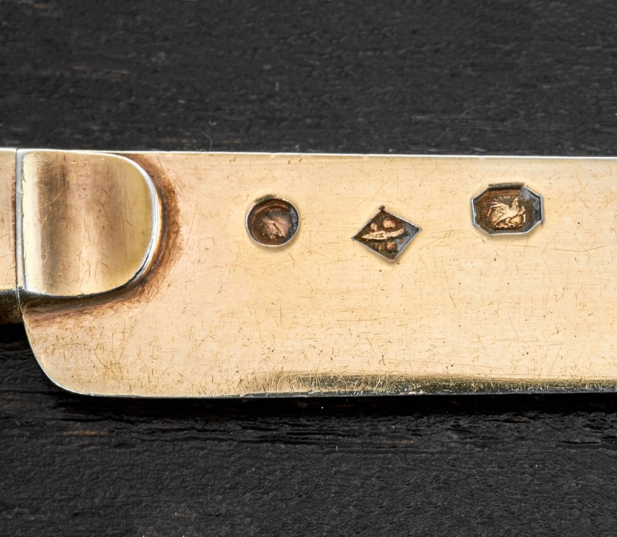 Simon Salmon: Mother-of-pearl, Vermeil Sterling Silver And Gold Knife Set, Empire Period-photo-2