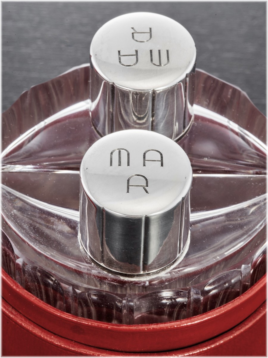 PUIFORCAT : Nécessaire à Parfum en Argent massif Cristal, Etui en Cuir d'Origine-photo-3