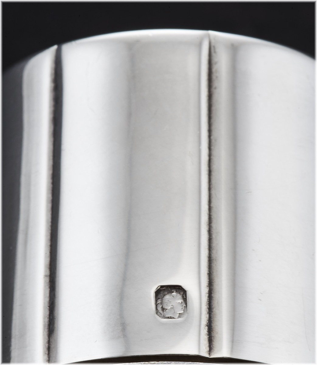 PUIFORCAT : Nécessaire à Parfum en Argent massif Cristal, Etui en Cuir d'Origine-photo-4