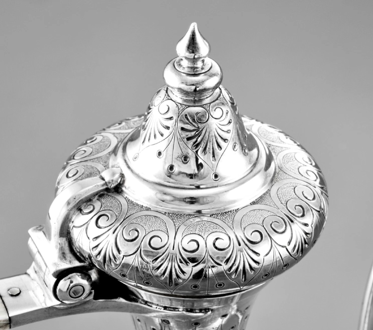 Duponchel & Revil: Orientalist / Ottoman Style Coffee Pot In Sterling Silver-photo-4