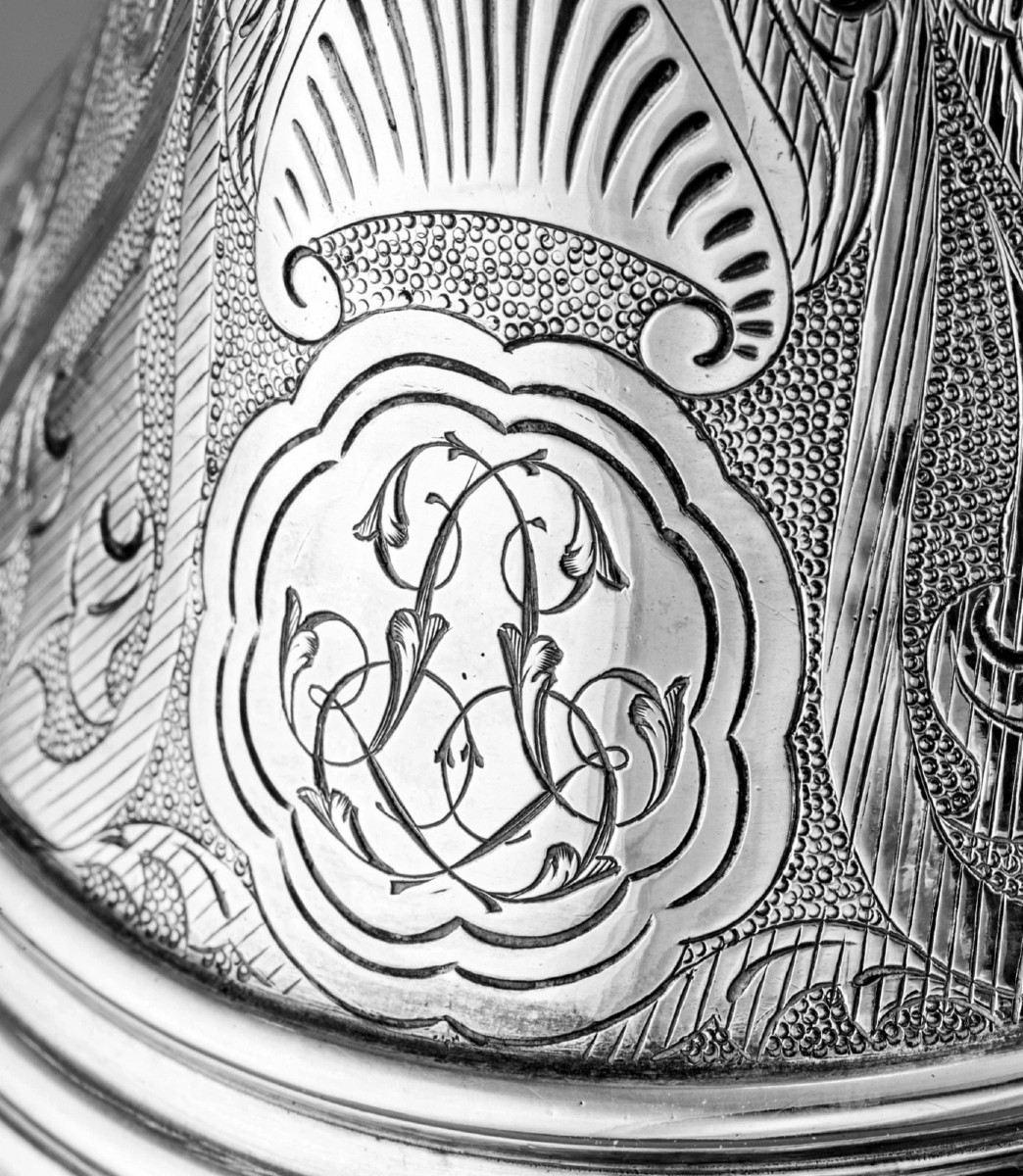 Duponchel & Revil: Orientalist / Ottoman Style Coffee Pot In Sterling Silver-photo-3