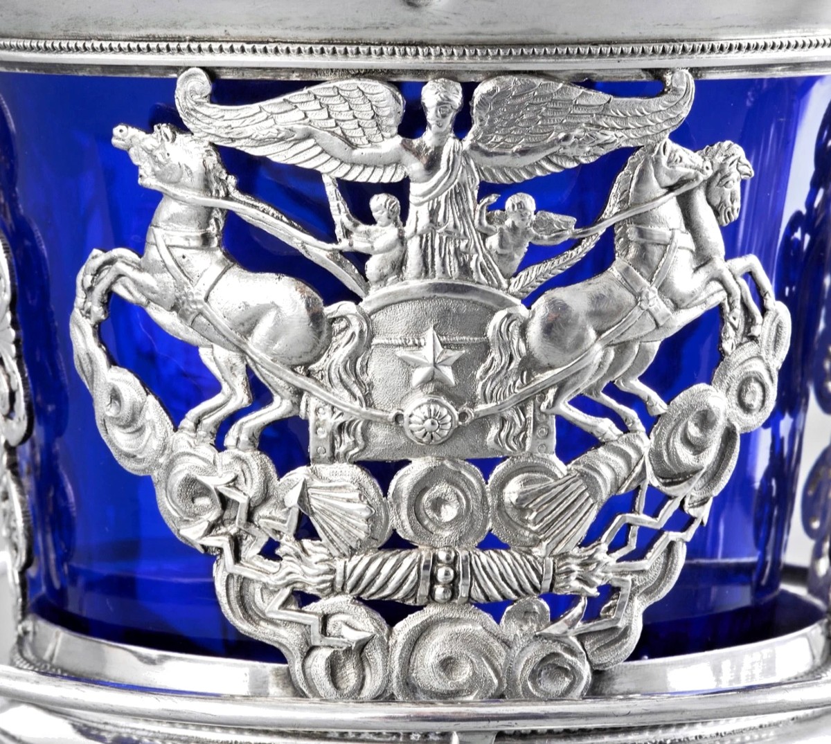 L.N. NAUDIN : Confiturier en Argent massif Vermeil ép. Empire "HELIOS" Mascarons Paris 1809-19