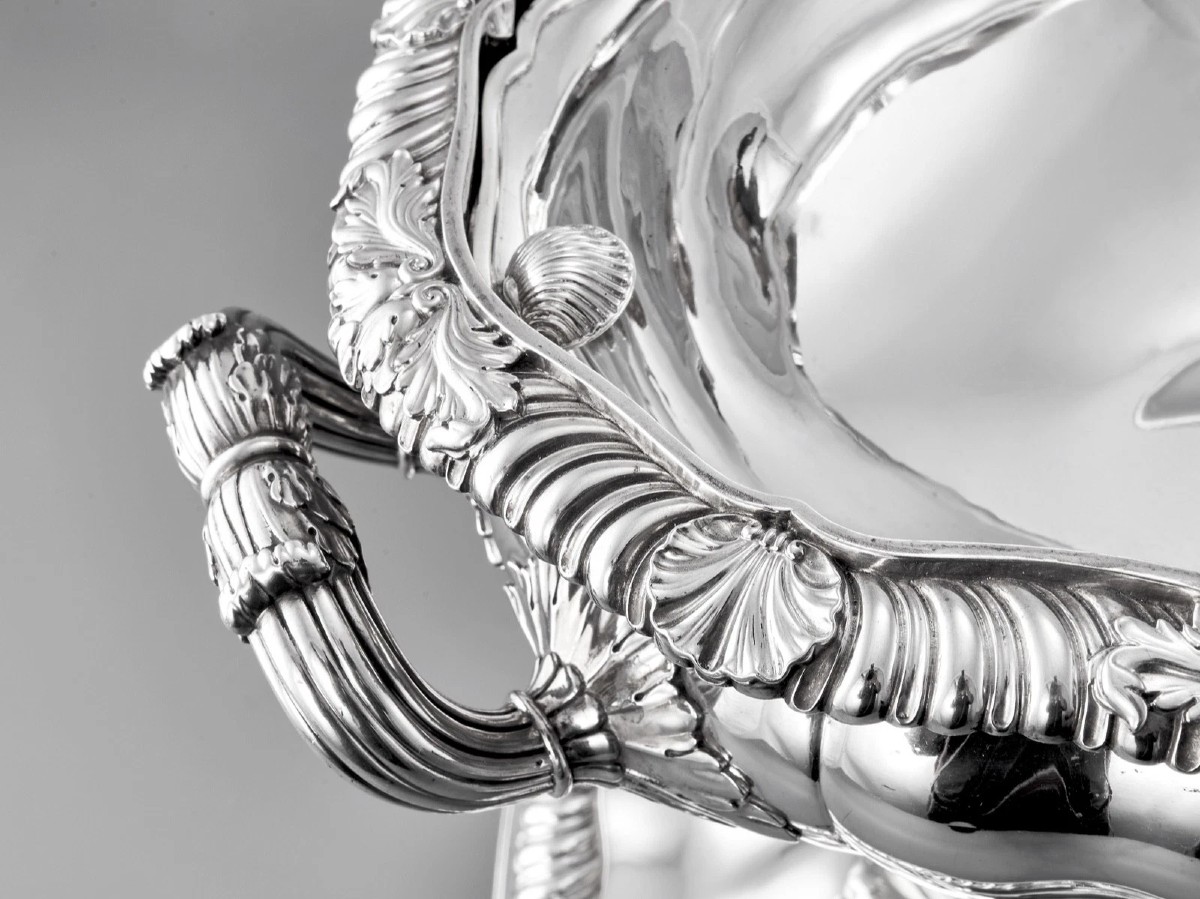 LEBRUN : Rare Soupière / Centre de Table ép. Charles X en Argent massif 7,26 kg-photo-4