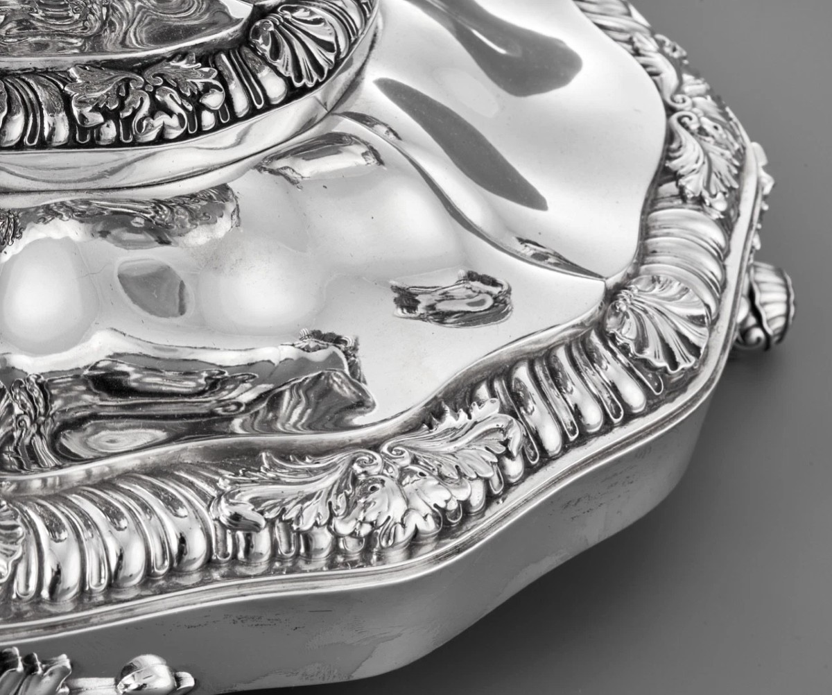 LEBRUN : Rare Soupière / Centre de Table ép. Charles X en Argent massif 7,26 kg-photo-2