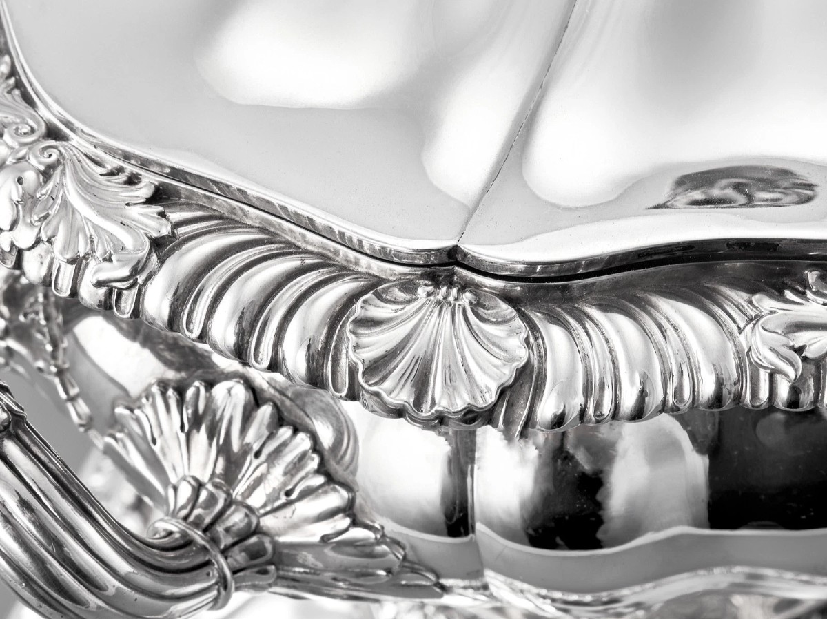 LEBRUN : Rare Soupière / Centre de Table ép. Charles X en Argent massif 7,26 kg-photo-5