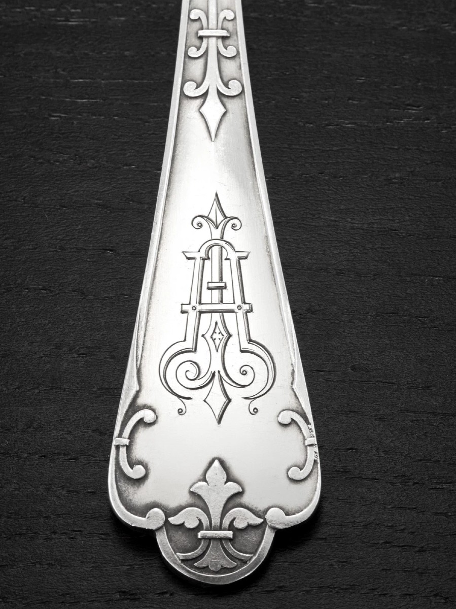Puiforcat: Sterling Silver Flatware Set For 18 Guests  - Fer De Lance Pattern , -photo-6