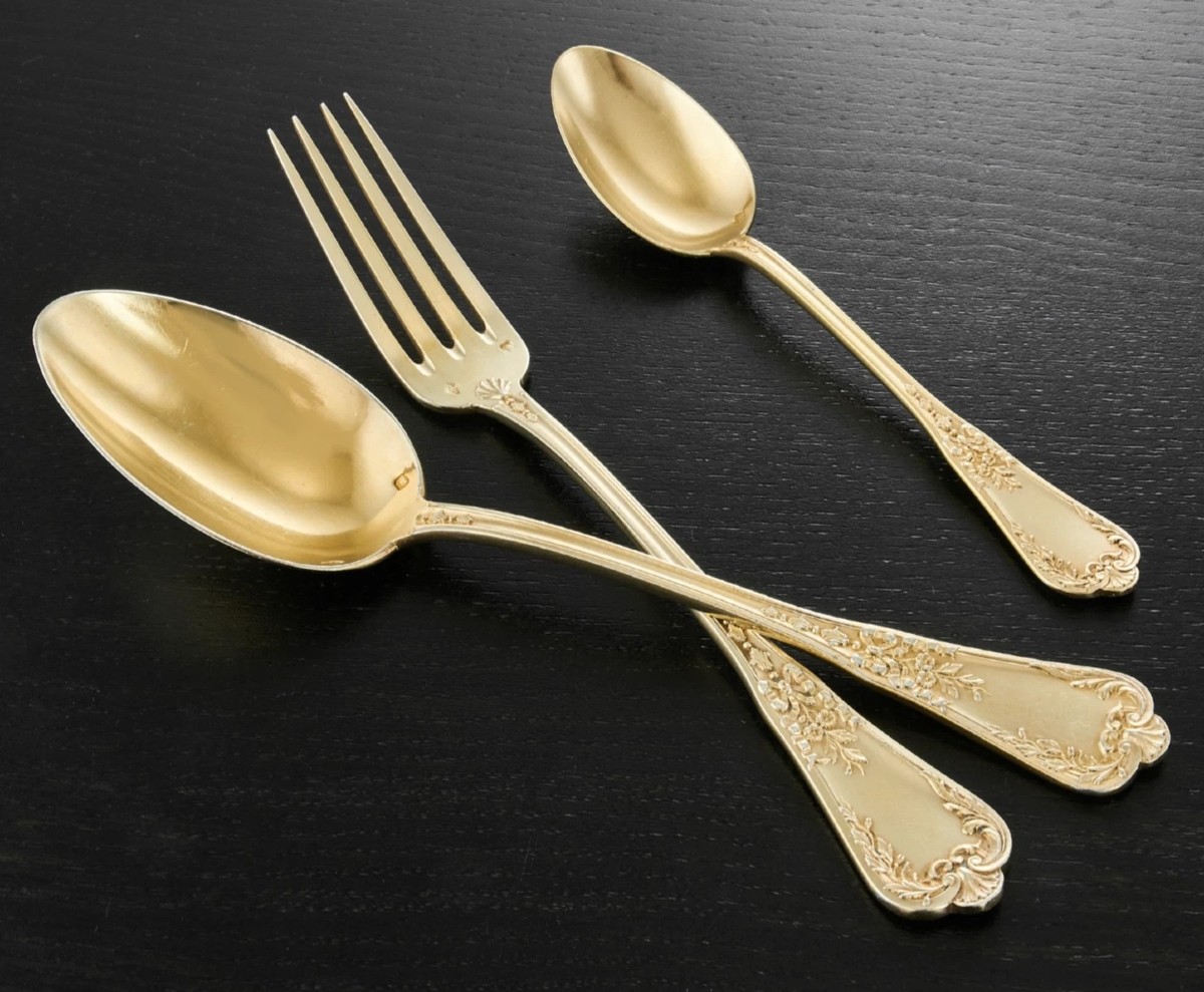 Andre : 27-piece Sterling Silver Vermeil Louis XVI Style Dessert Flatware Set-photo-4