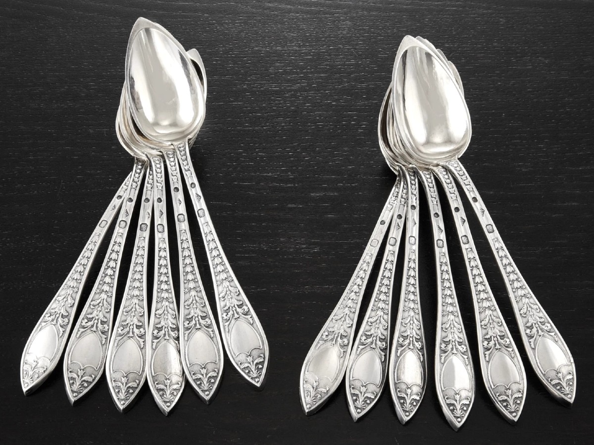 LANDRY : Service 12 Cuillères à Confiture en Argent massif ép. Louis Philippe Paris 1819-38
