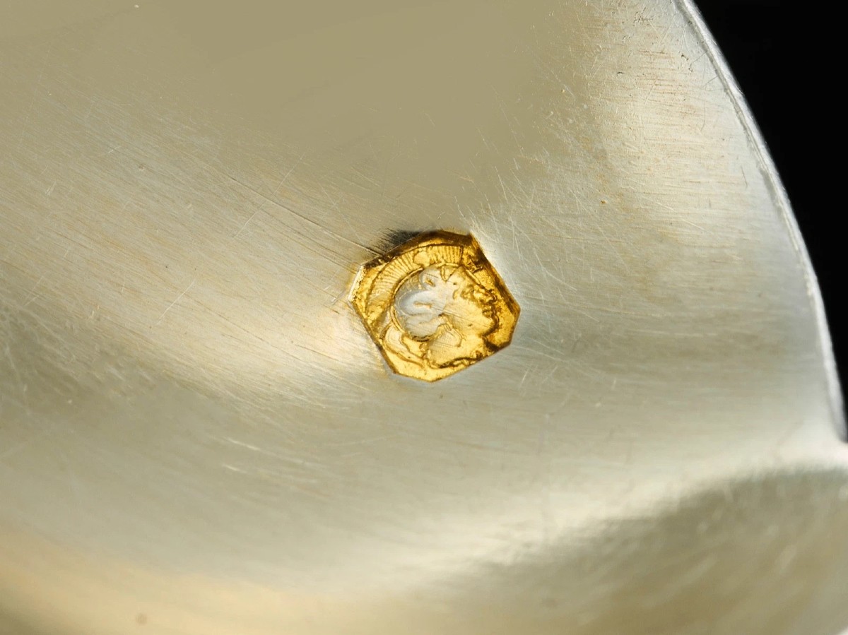 Boulenger : Art Nouveau Sterling Silver & Vermeil Tea / Dessert Spoons Set  Thistle Pattern-photo-6