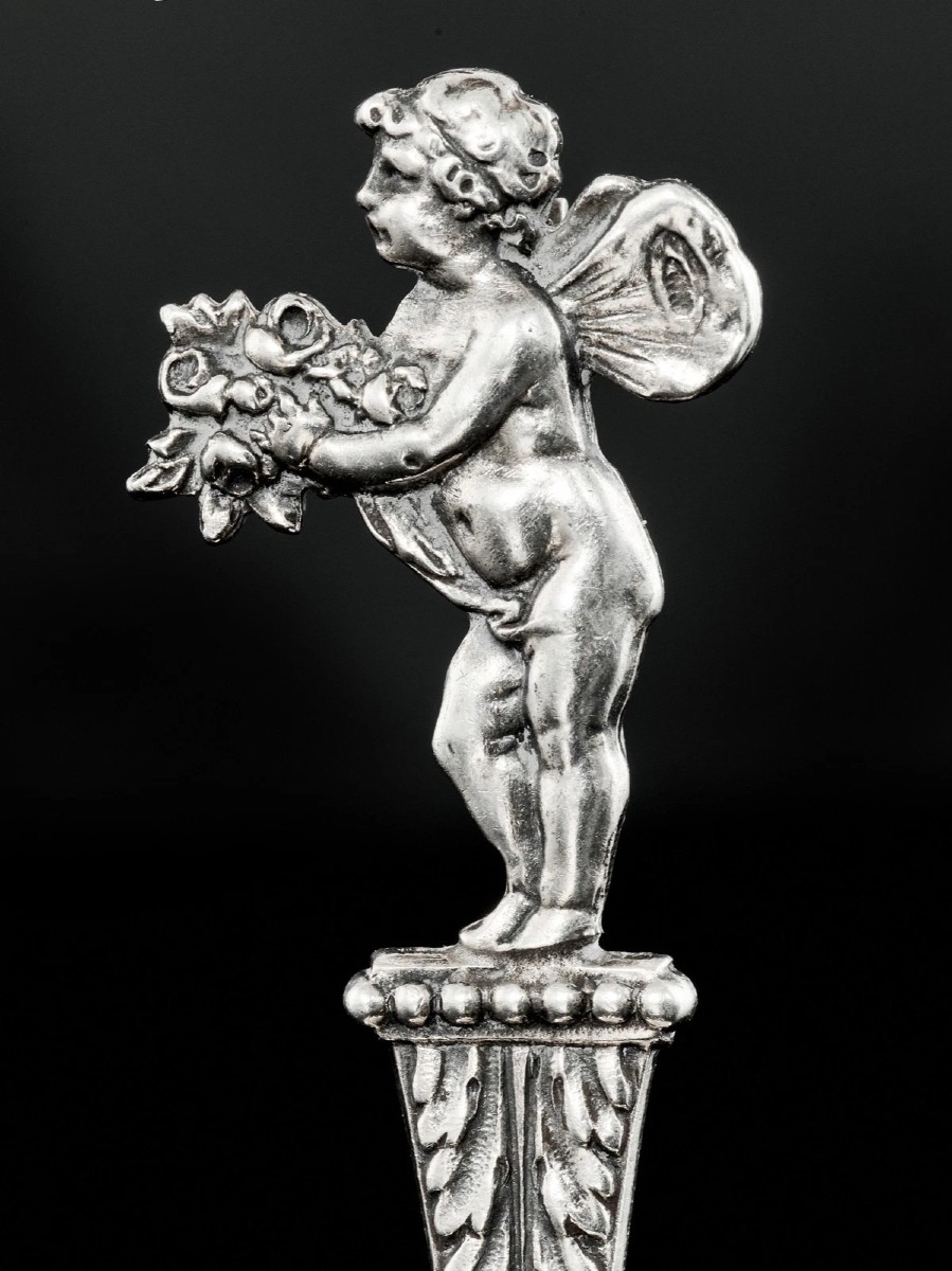 Ernest Eschwege : Set Of 6 Sterling Silver Putti Place Card Holders-photo-3