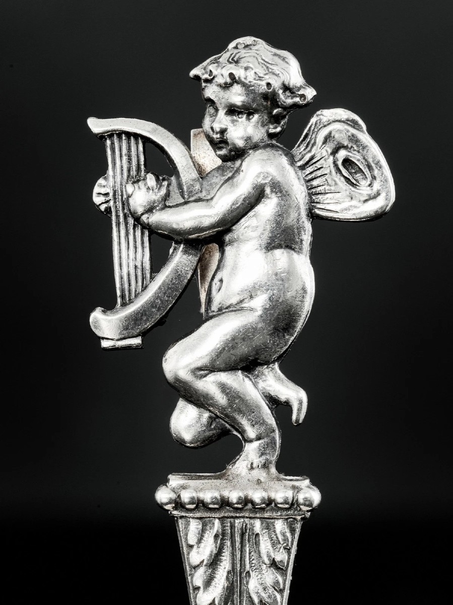 Ernest Eschwege : Set Of 6 Sterling Silver Putti Place Card Holders-photo-4