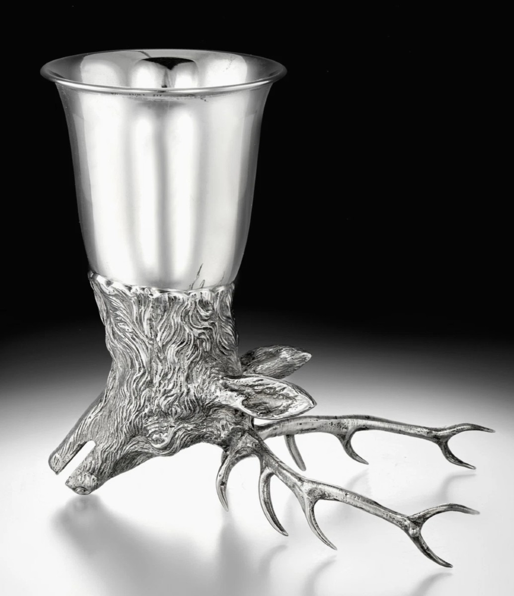 Gucci : Solid Silver Hunting Stirrup Cup - Stag's Head Design-photo-2