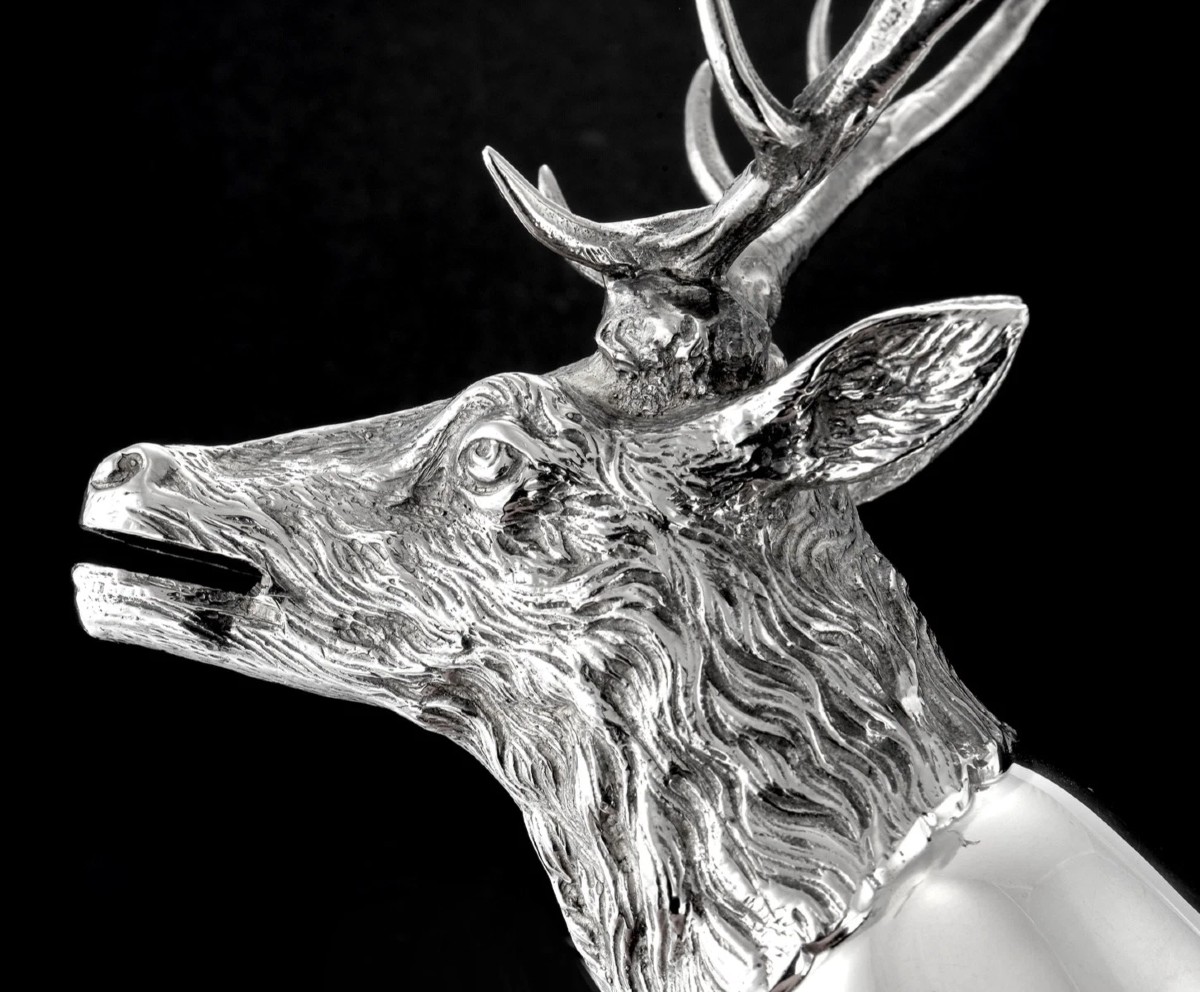 Gucci : Solid Silver Hunting Stirrup Cup - Stag's Head Design-photo-3