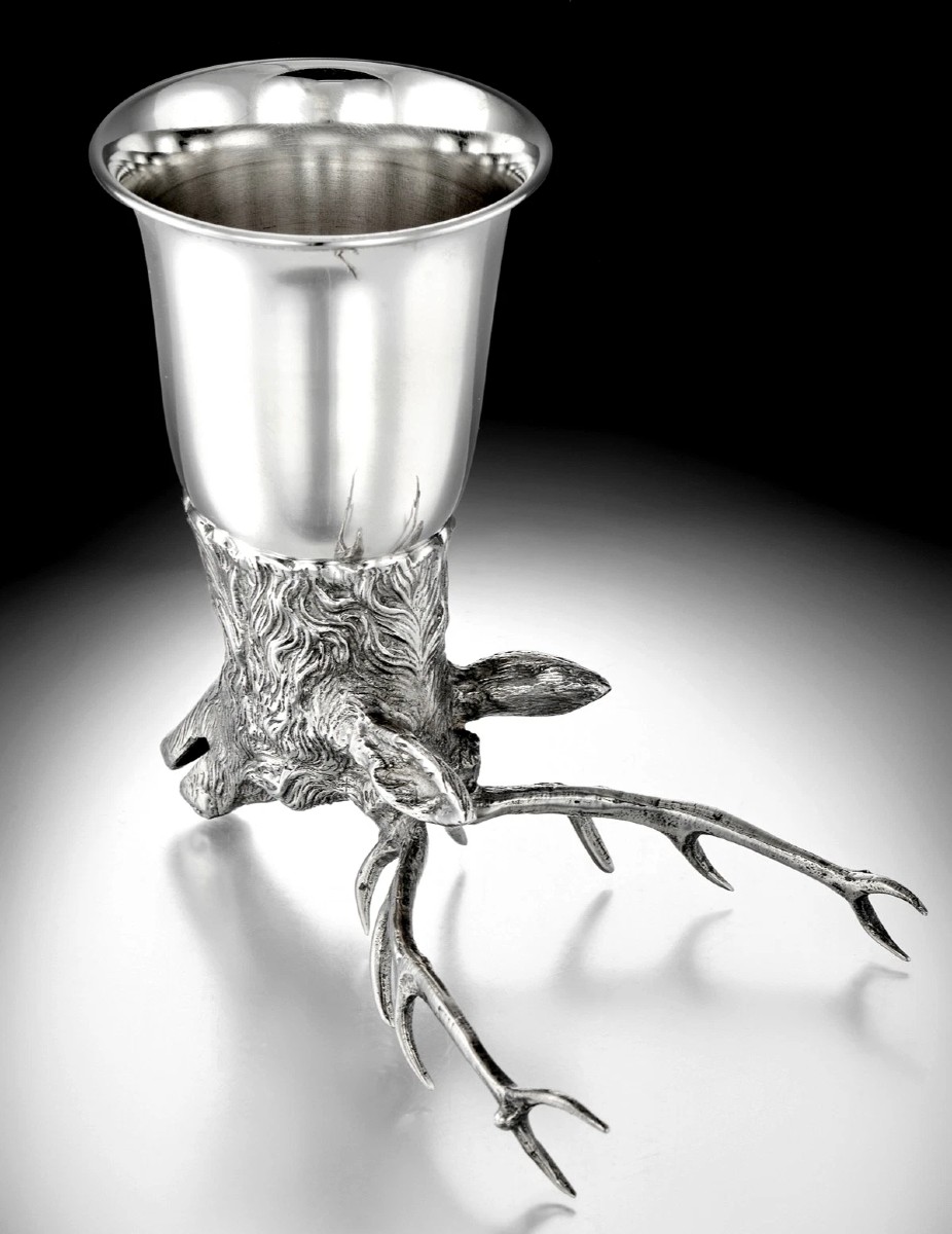 Gucci : Solid Silver Hunting Stirrup Cup - Stag's Head Design-photo-4