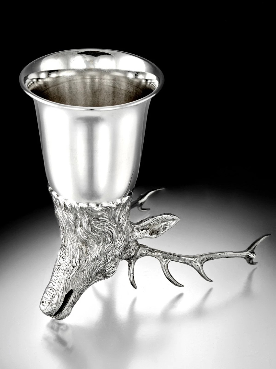 Gucci : Solid Silver Hunting Stirrup Cup - Stag's Head Design-photo-2
