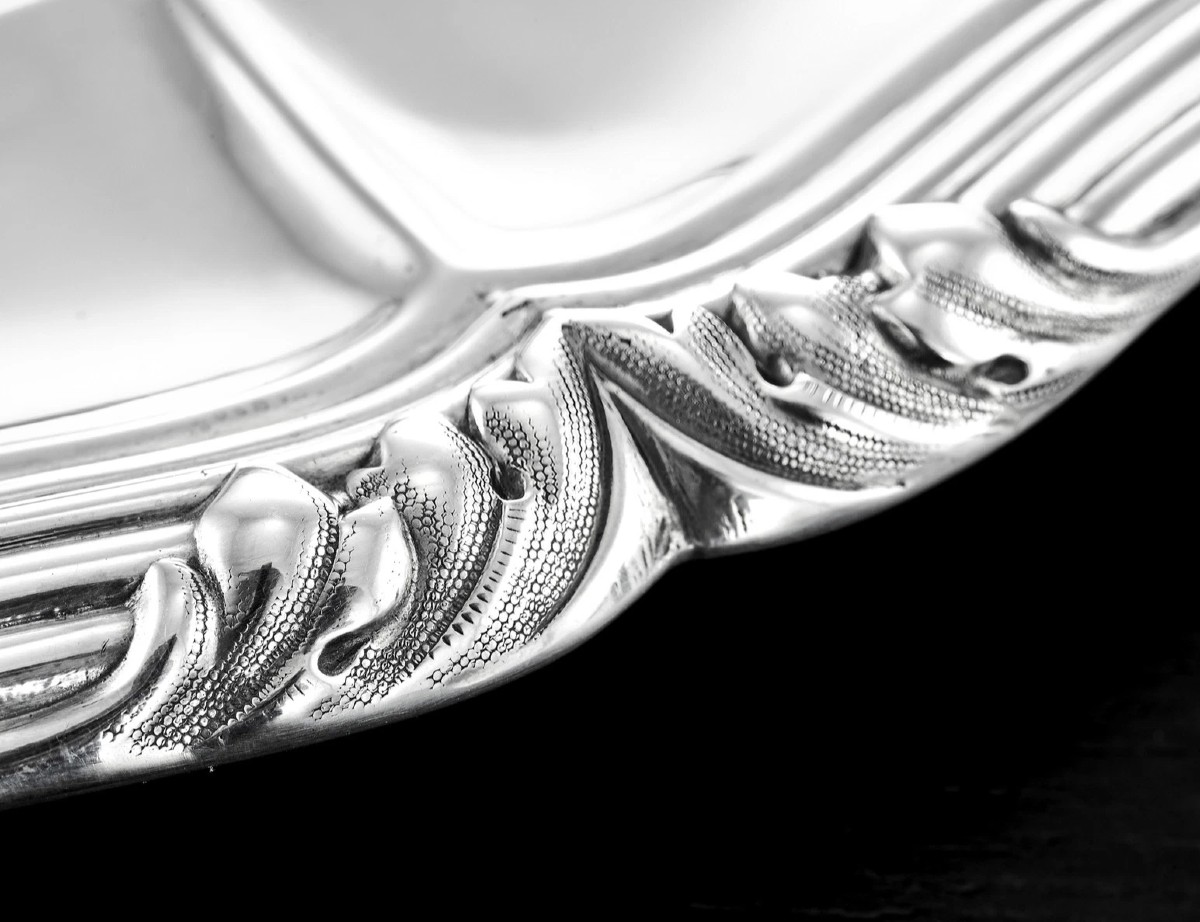 Gustave Odiot: Circular Sterling Silver Platter / Tray  Louis XVI Style-photo-4