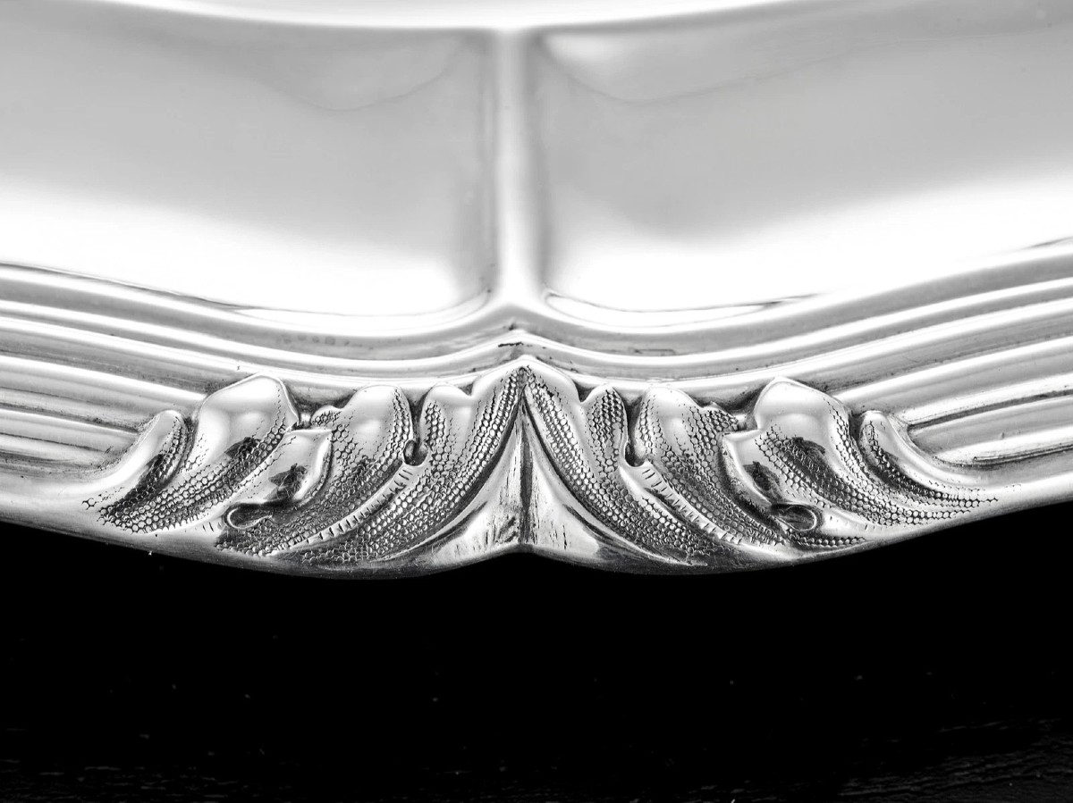 Gustave Odiot: Circular Sterling Silver Platter / Tray  Louis XVI Style-photo-3