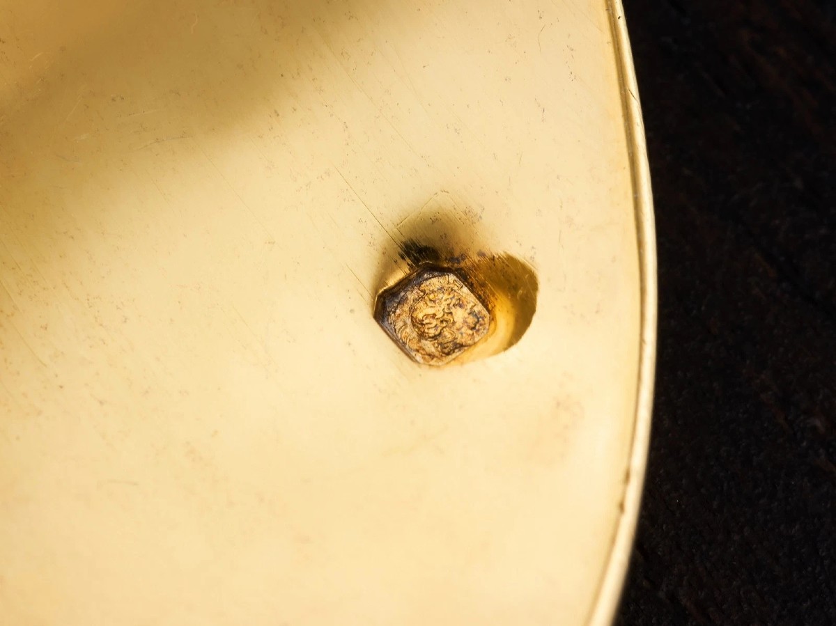 Charles Tirbour: Rare Art Nouveau Vermeil Sterling Silver Stewing Spoon, Cyclamen Pattern-photo-3