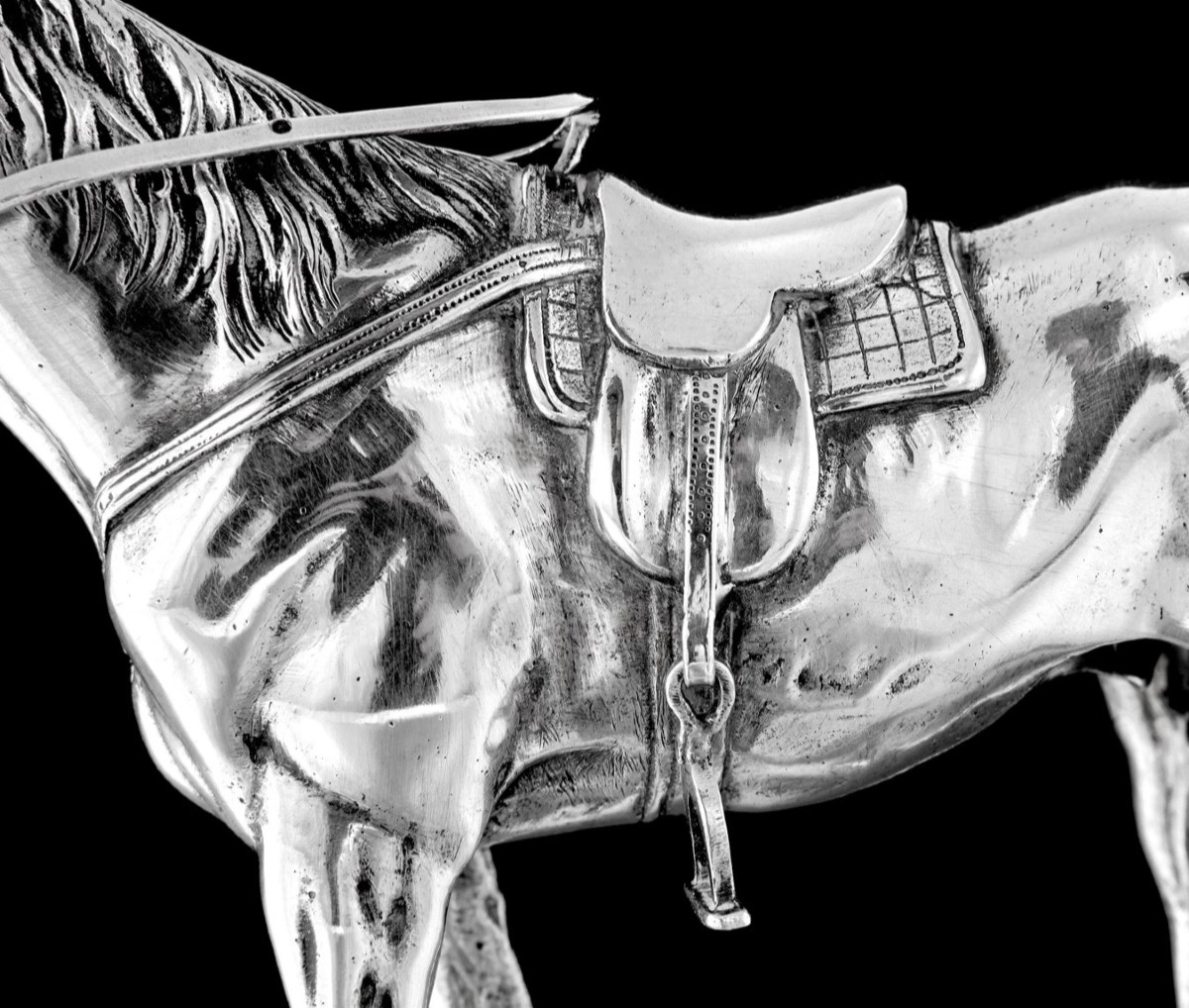 Sculpture / Statue en Argent massif Cheval Sellé-photo-2