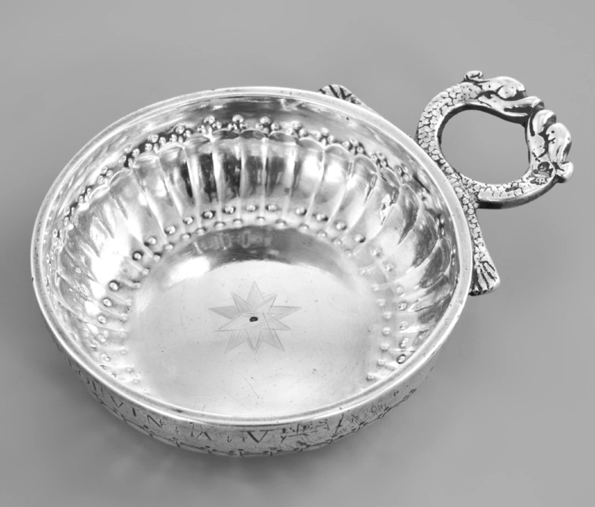 LE GOUEL : Rare Taste-Vin en Argent prise Canards 18ème CHATEAU-THIERRY 1757-58-photo-2