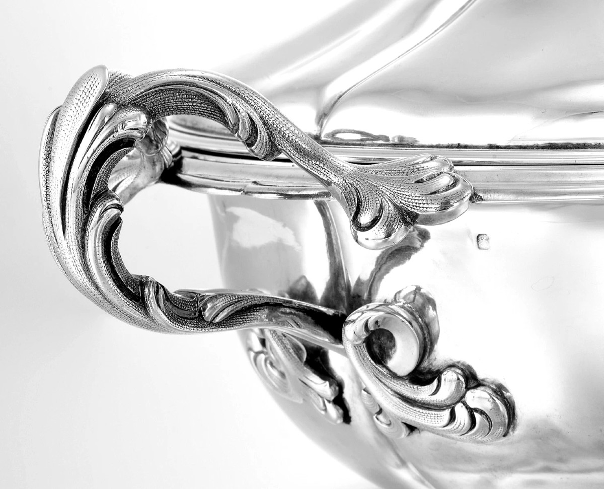 DURAND : Légumier en Argent massif ARTICHAUT Armoiries Couronne Duc / Prince-photo-1