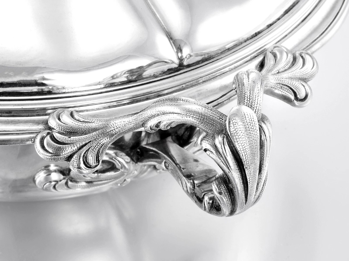 DURAND : Légumier en Argent massif ARTICHAUT Armoiries Couronne Duc / Prince-photo-5