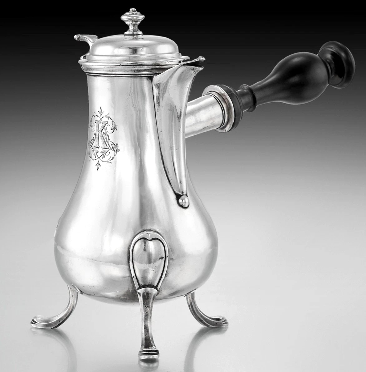 COCQUETEAU : Verseuse en Argent massif Reims CHÂLONS Sur Marne c. 1775