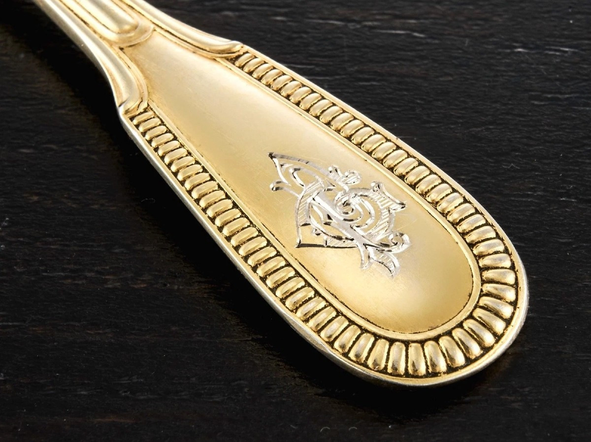 Puiforcat: 14-piece Vermeil Sterling Silver Tea Service - Original Box-photo-2