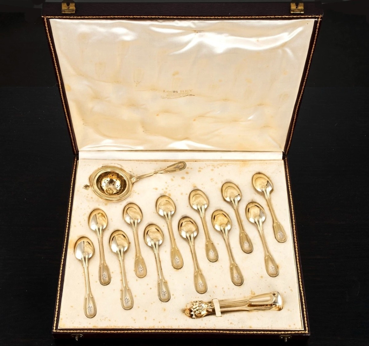 Puiforcat: 14-piece Vermeil Sterling Silver Tea Service - Original Box-photo-7