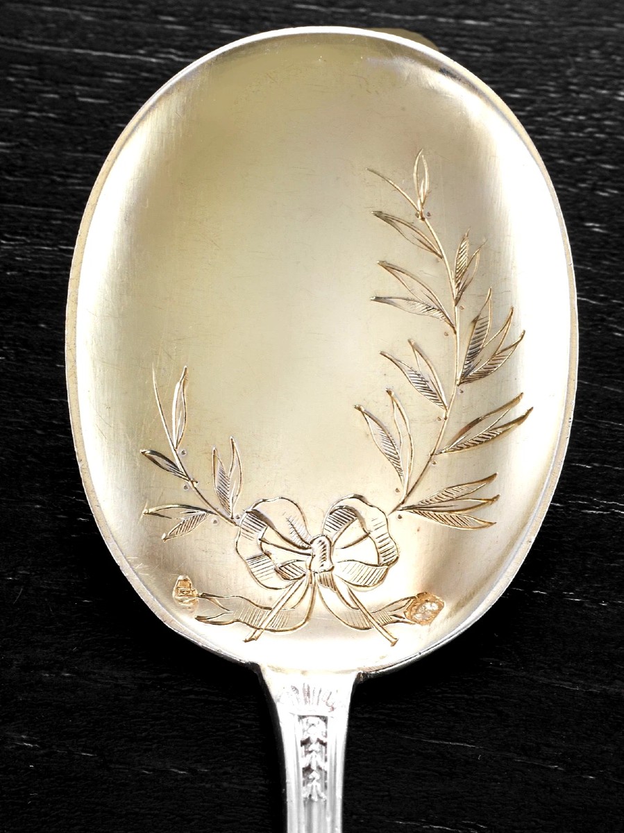 PUIFORCAT : Service à Glace en Argent massif Vermeil St. Louis XVI POMPADOUR-photo-1